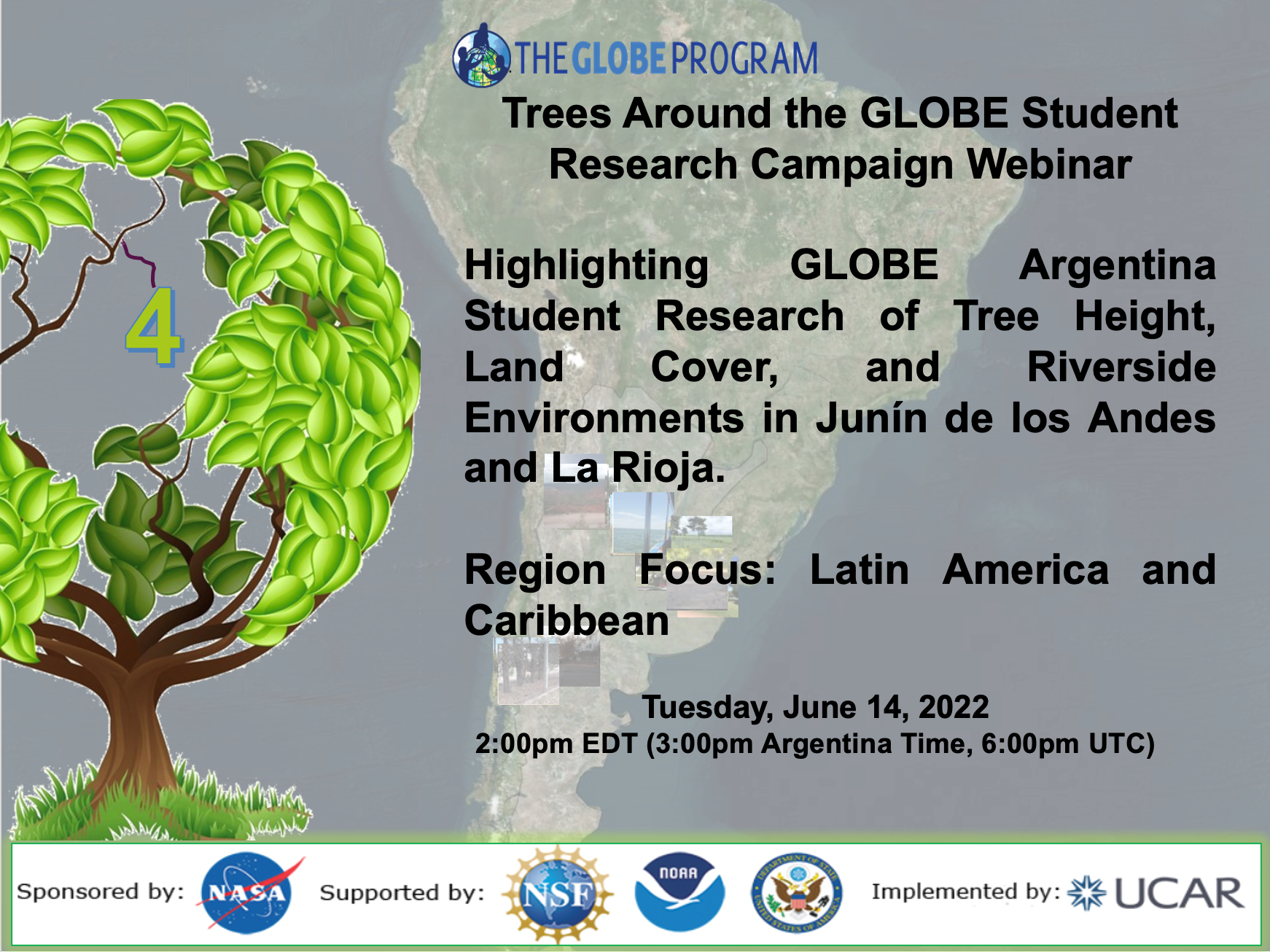 Trees Around the GLOBE 14 June webinar shareable, showing the title of the webinar