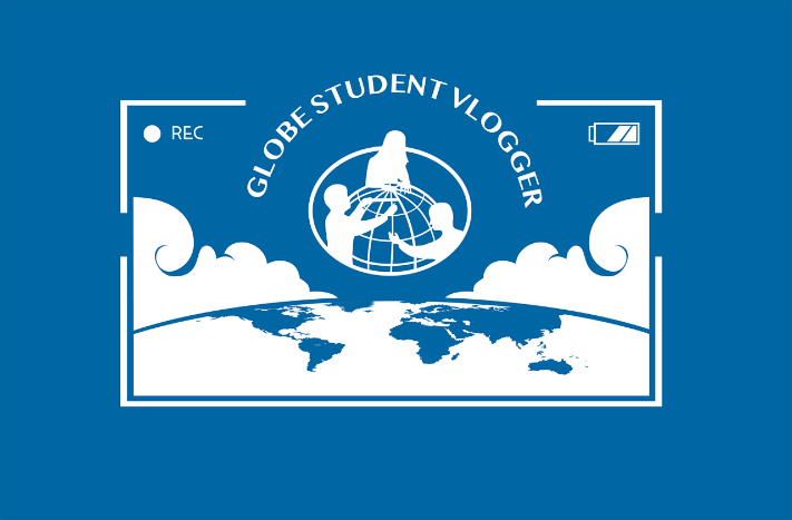 The GLOBE Student Vlogger shareable, showing the GLOBE logo, with a button that reads "Record"