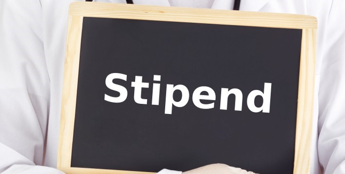 A photo of a sign that reads "Stipend"