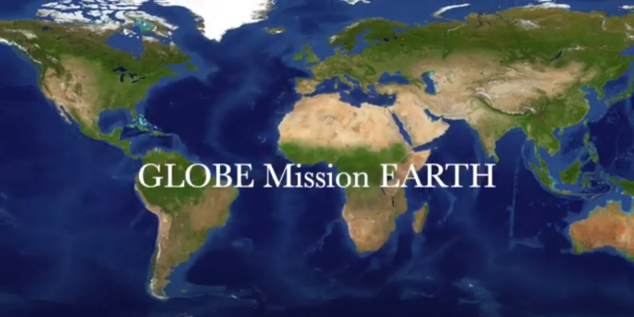 Graphic of the world with the words "GLOBE Mission EARTH"