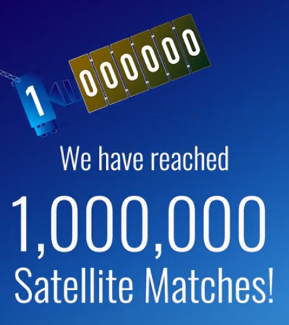 Graphic that reads "We have reached 1,000,000 Satellite Matches"