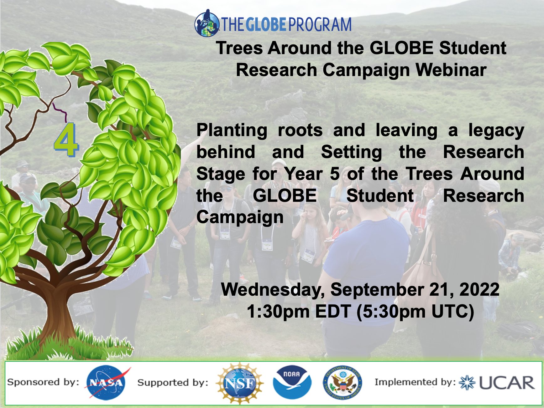 Trees Around the GLOBE campaign webinar, 21 September, shareable