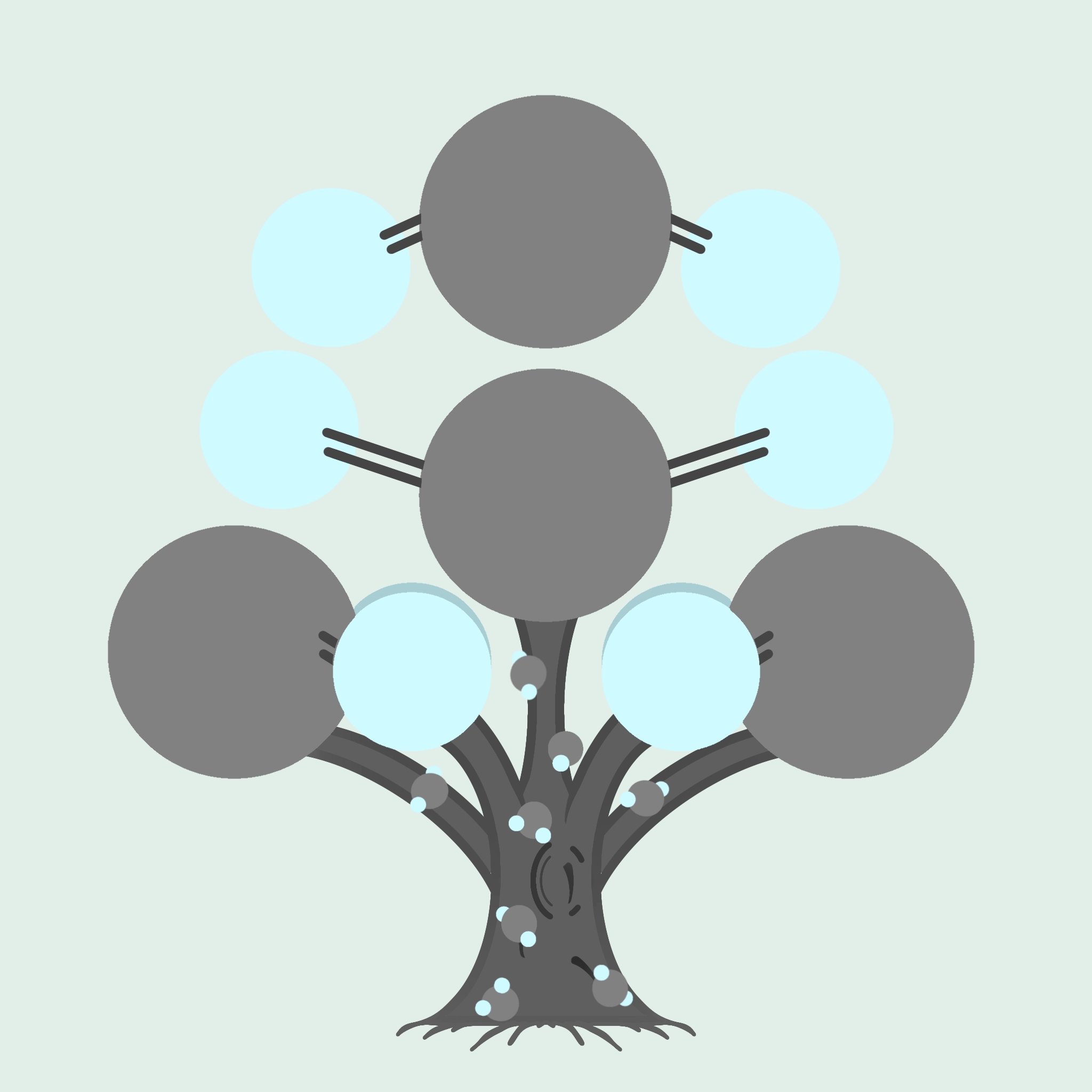 Picture of a tree with branches that display an oxygen molecule.