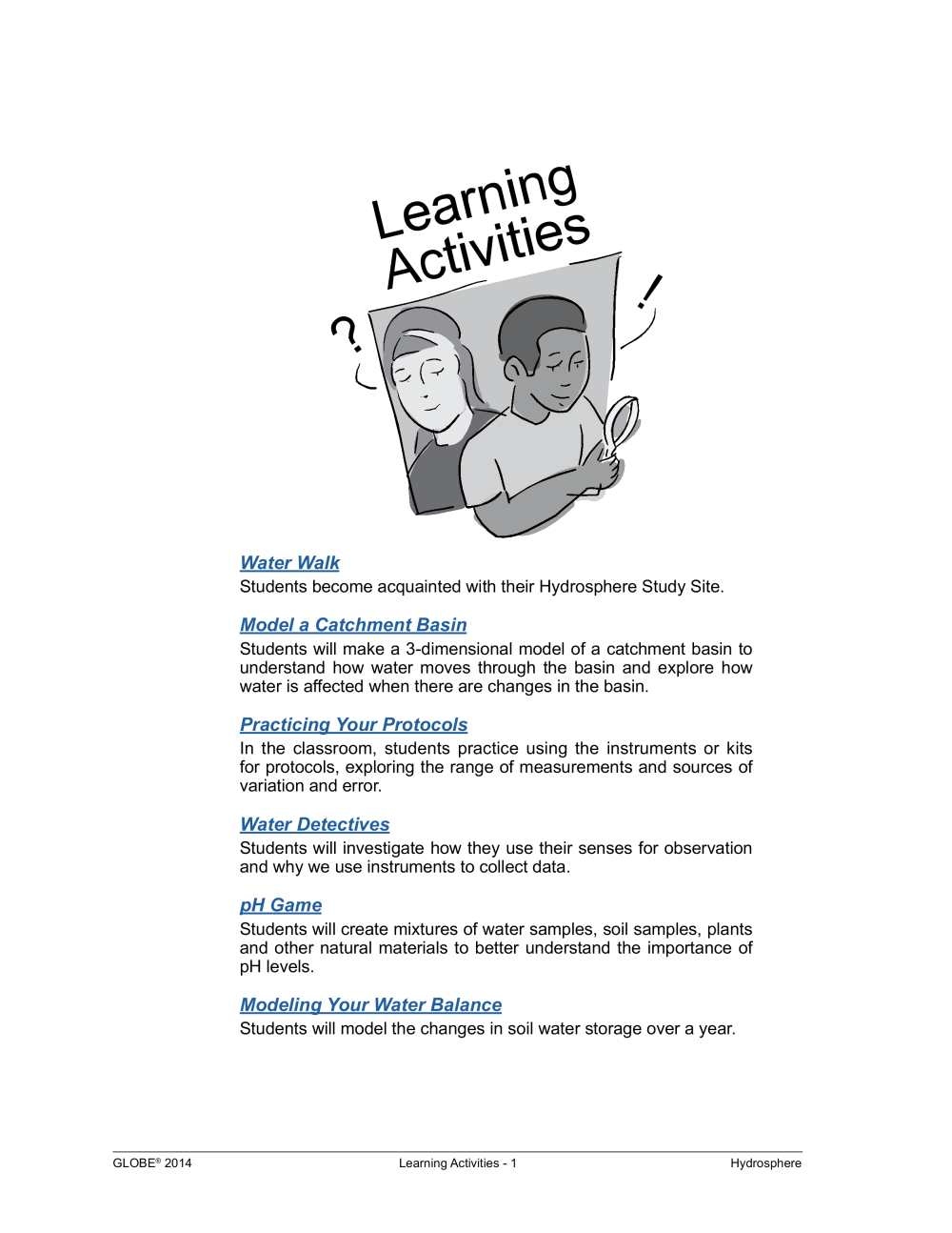 Learning Activities preview for Hydrosphere Learning Activities