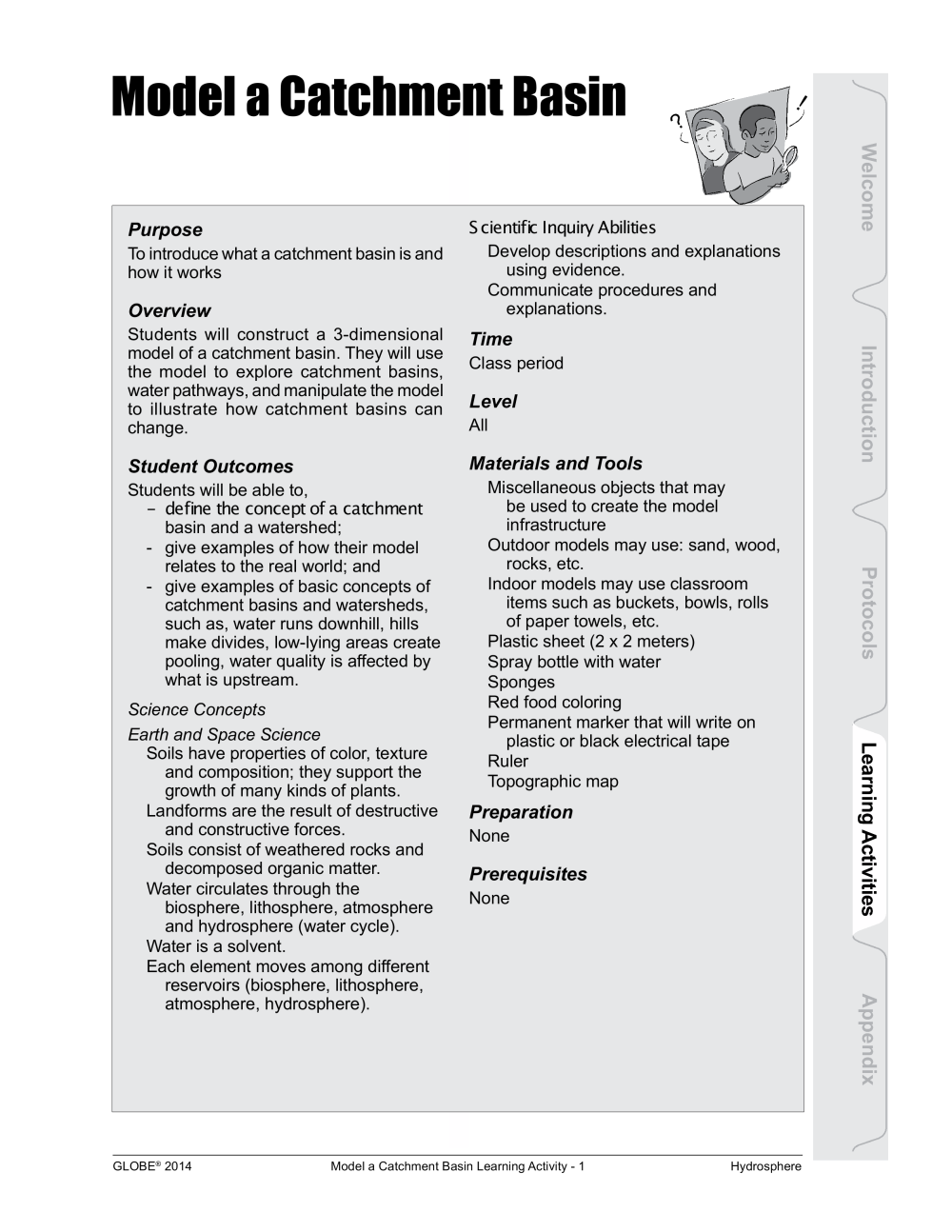 Learning Activities preview for Model a Catchment Basin