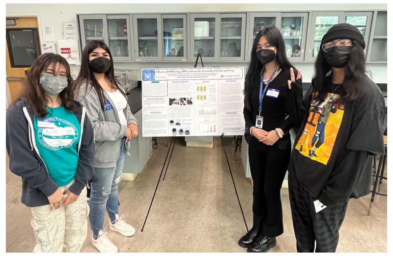 Students with their poster at the Chabot Center 2022 SRS