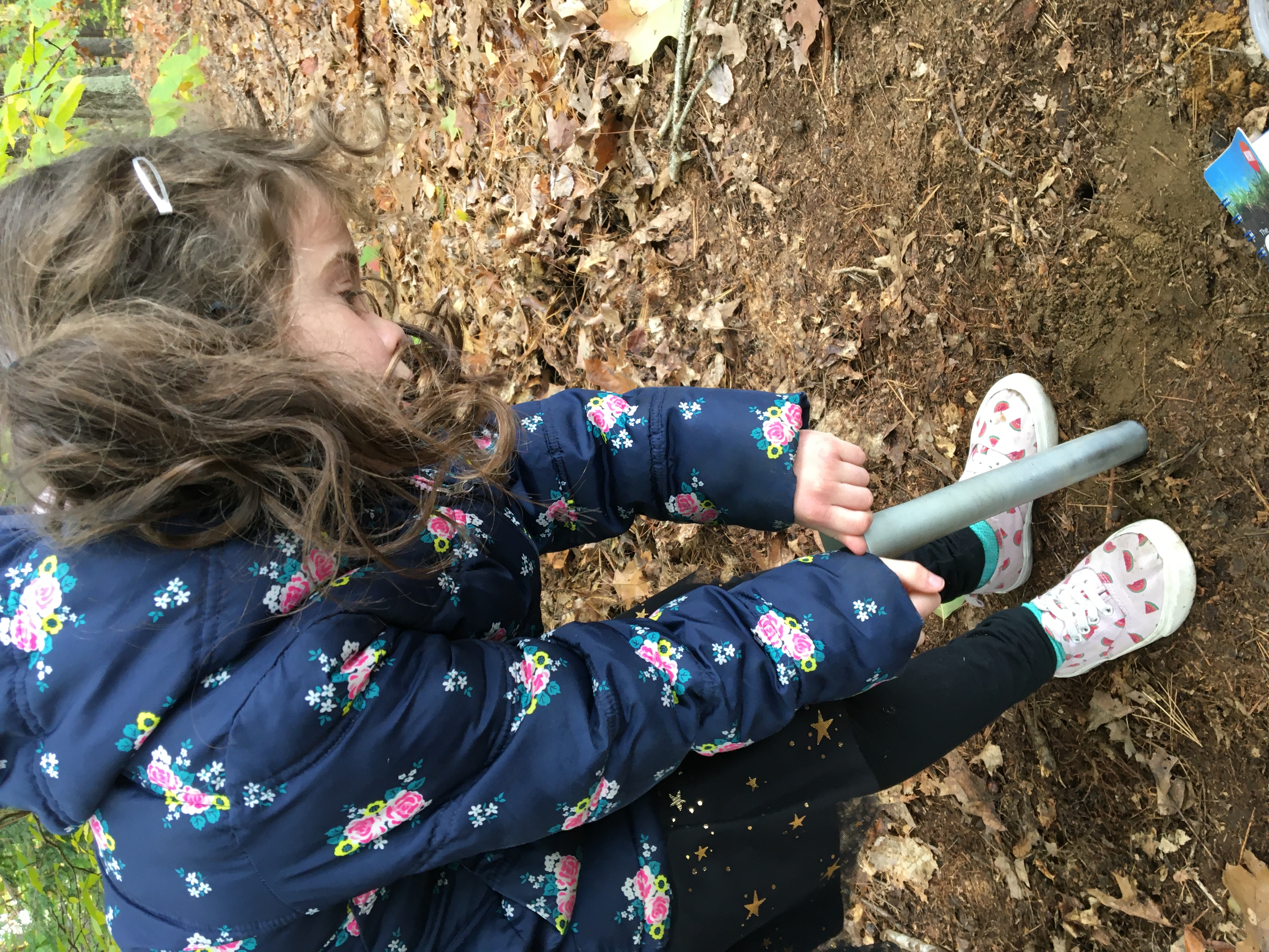 First grader takes a soil core