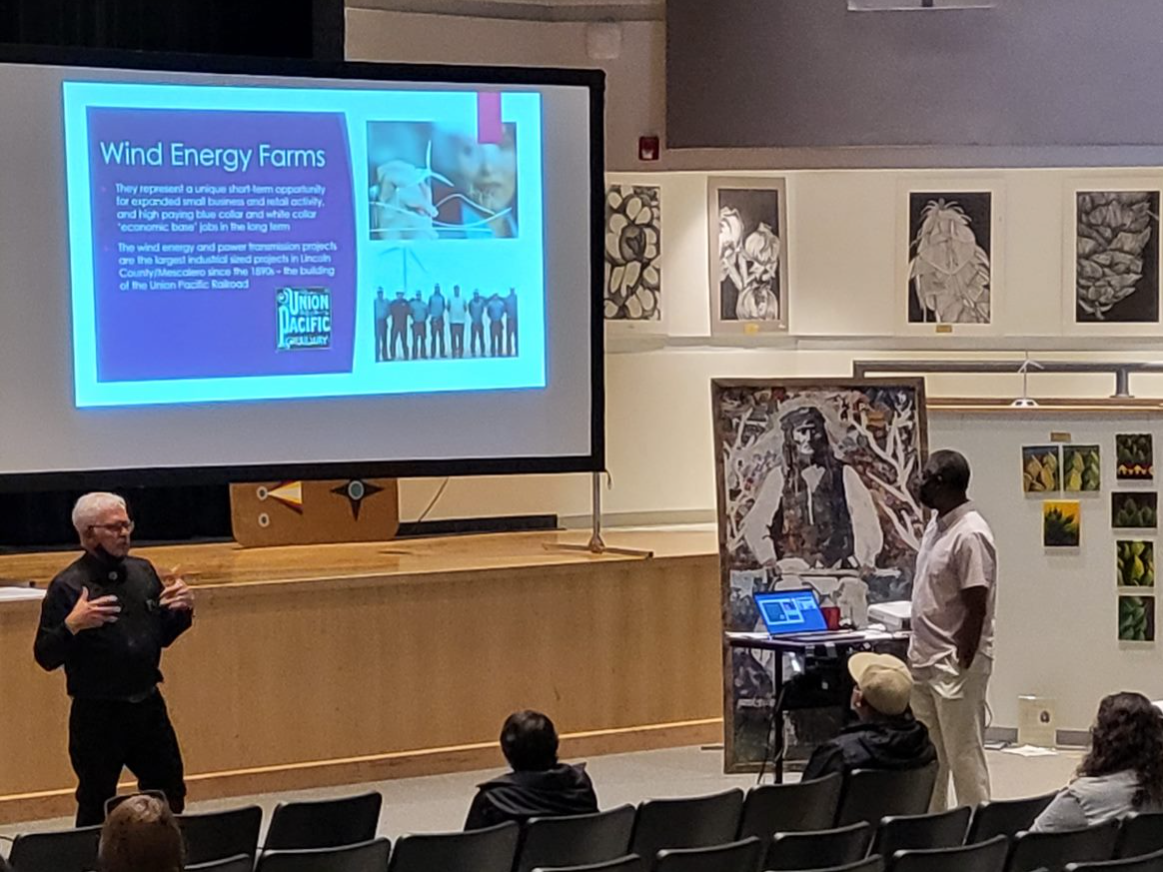 Dr. Jim Miller gives the keynote at the Mescalero Apache School student research symposium