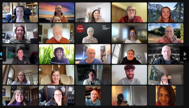 a second Zoom window screenshot showing 25 more smiling faces of virtual NARM participants