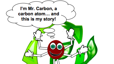 Cartoon carbon atom
