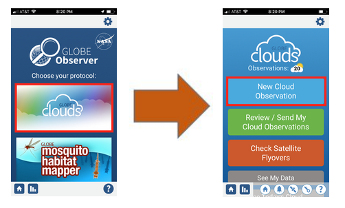 GLOBE Observer Screen Image of Step 2