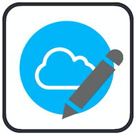 Icon of pencil in front of cloud.