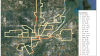 Map of Toledo, Ohio showing routes driven by cars collecting surface temperature data