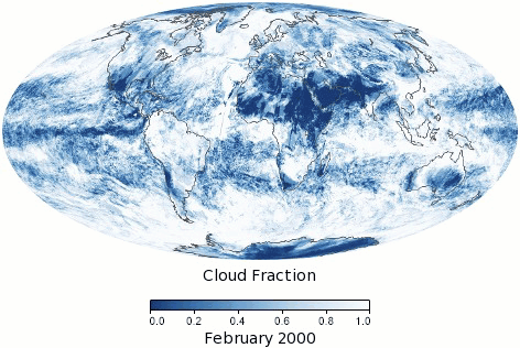 Animation of global cloud fraction, February 2000 to February 2020