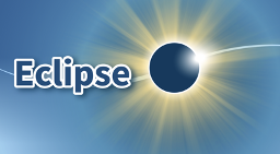 Graphic for selecting the Eclipse tool in the GLOBE Observer app - an image of an eclipsed Sun with the corona, and the text 