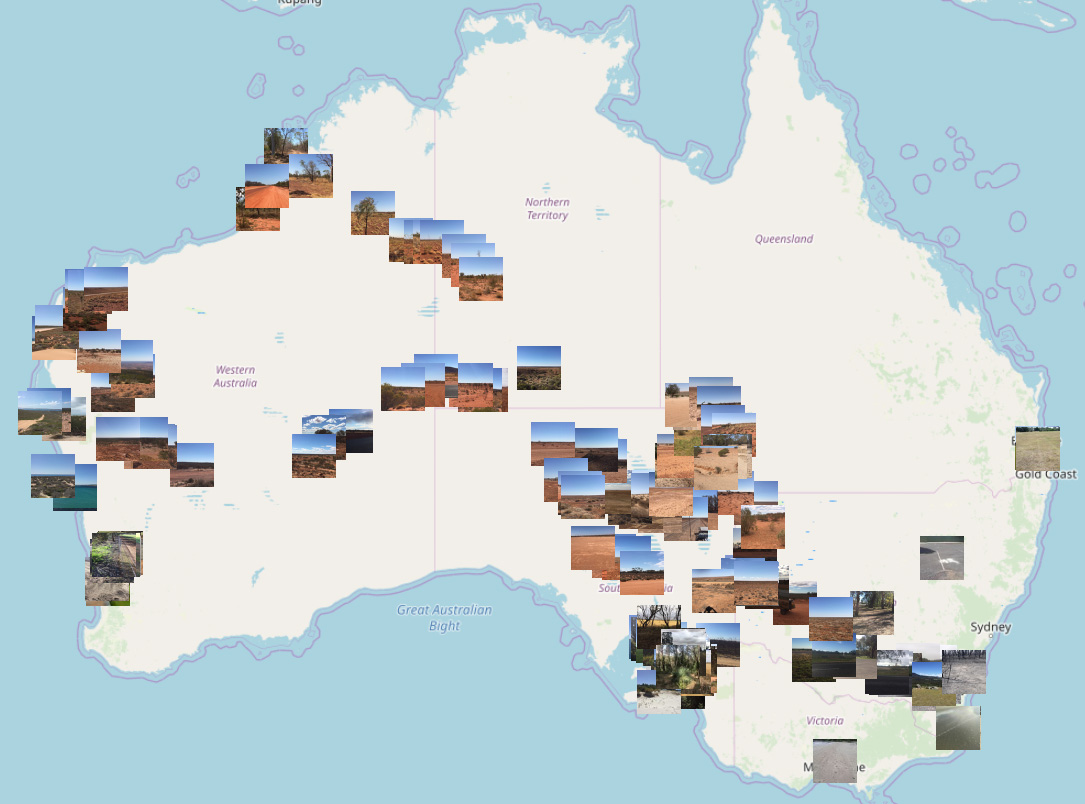 Map with land cover photos in Australia