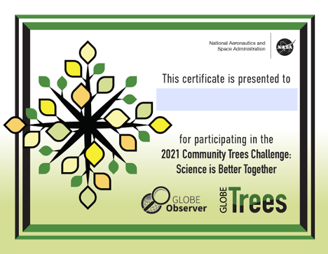 Image of Community Trees Challenge certificate