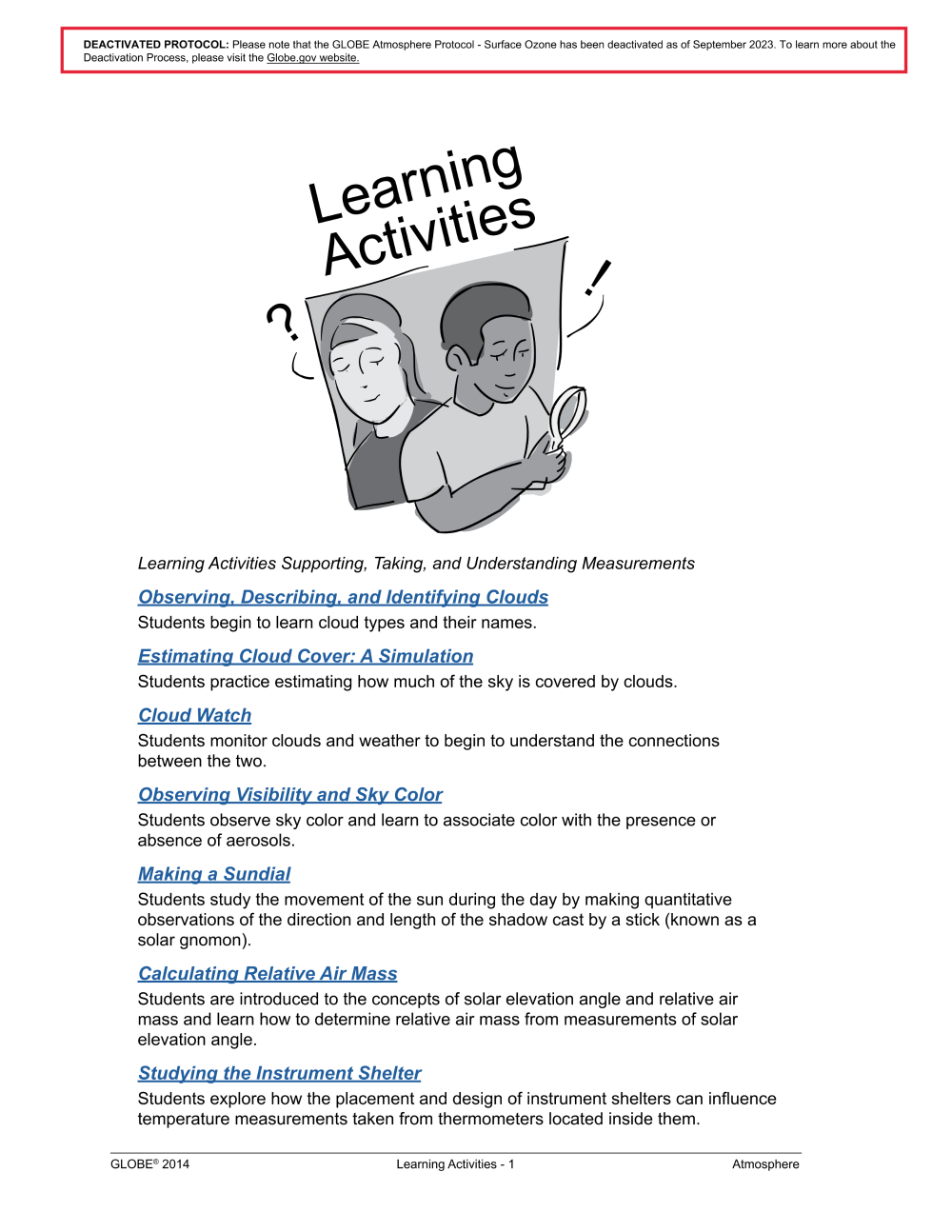 Learning Activities preview for Atmosphere Learning Activities Introduction