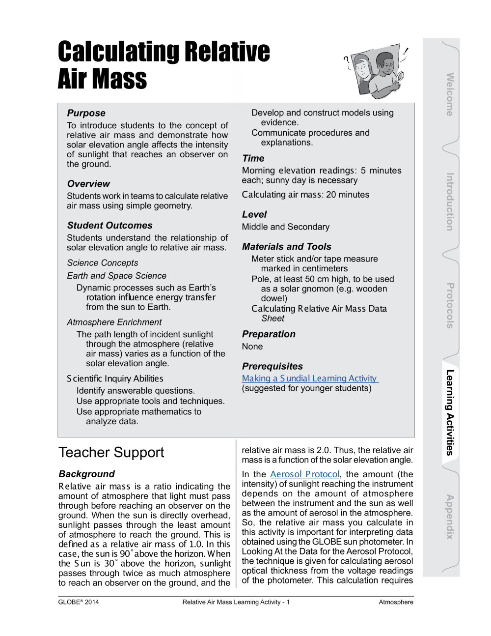 Learning Activities preview for Calculating Relative Air Mass