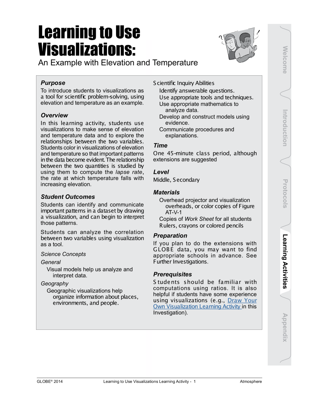 Learning Activities preview for Learning to Use Visualizations - An Example with Elevation and Temperature
