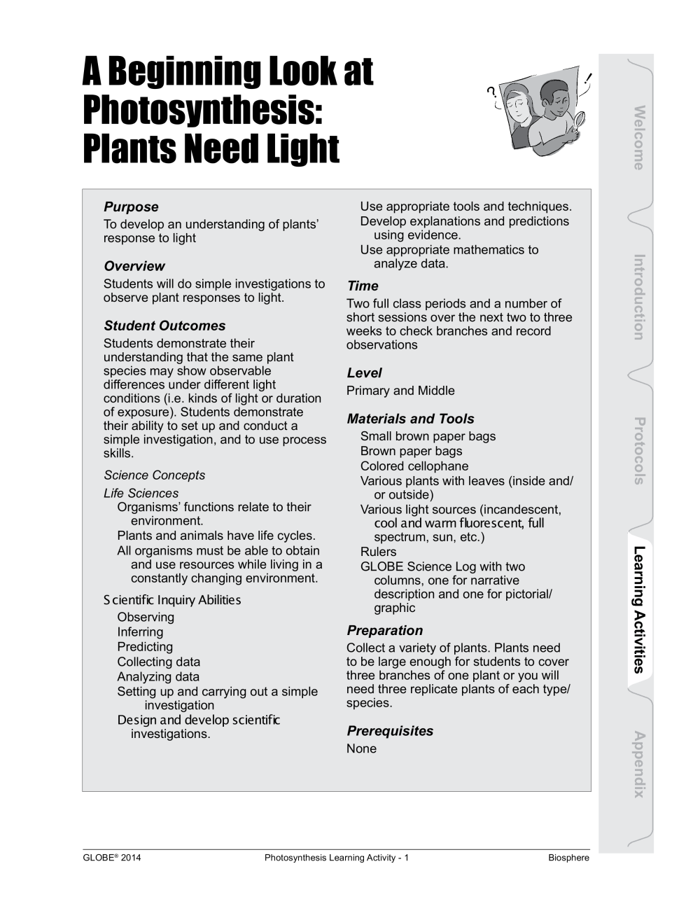 Learning Activities preview for A Beginning Look at Photosynthesis