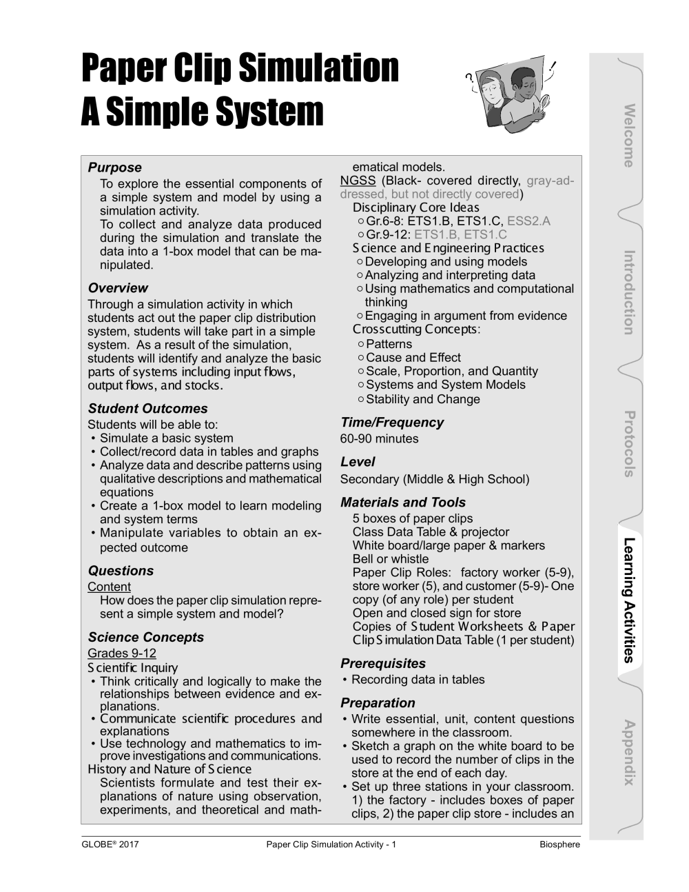 Learning Activities preview for B. Paperclip Simulation and Model- Introduction to Systems Thinking