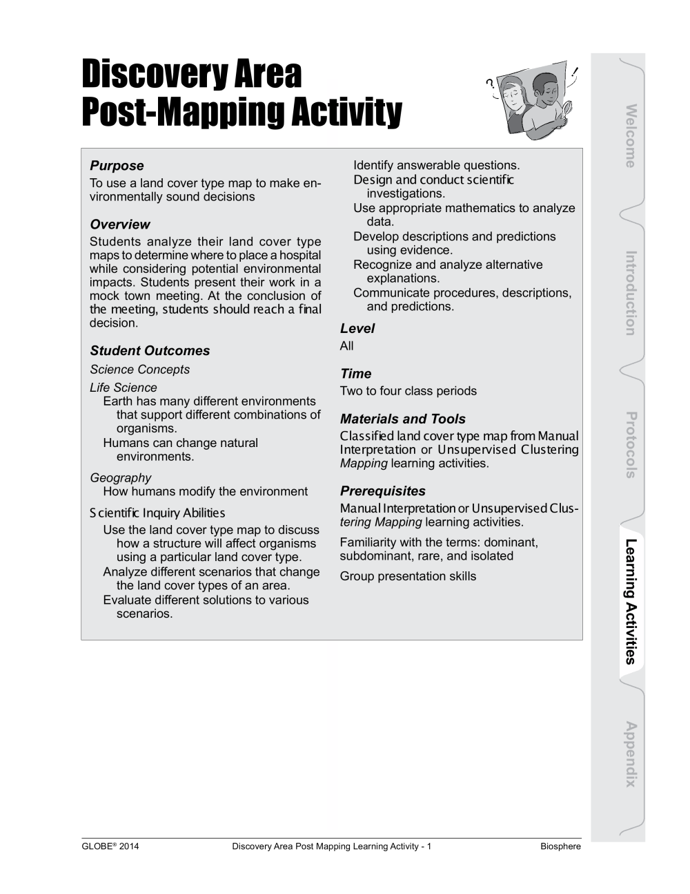 Learning Activities preview for Discovery Area Post-Protocol