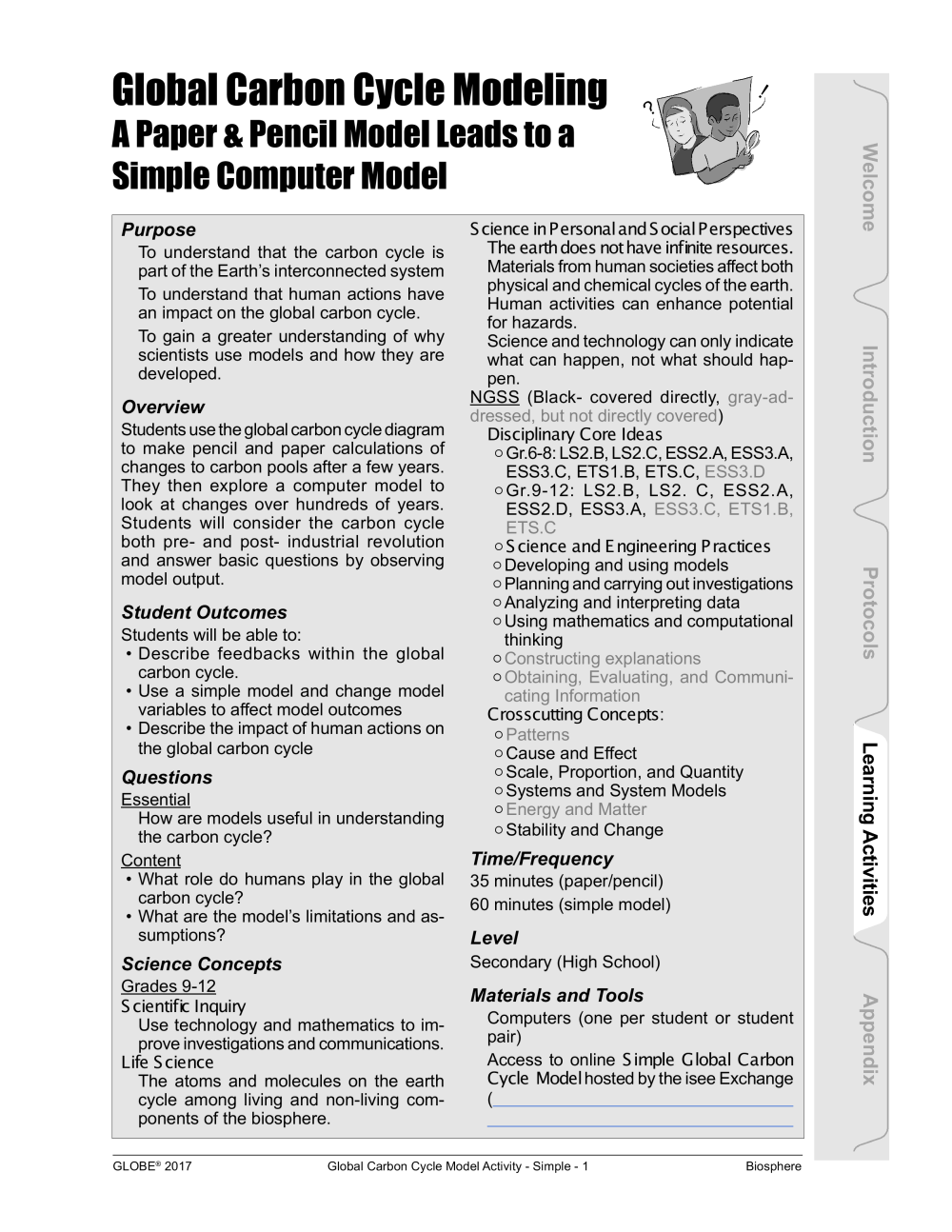 Learning Activities preview for J. Simple Global Carbon Cycle Model Teacher Guide