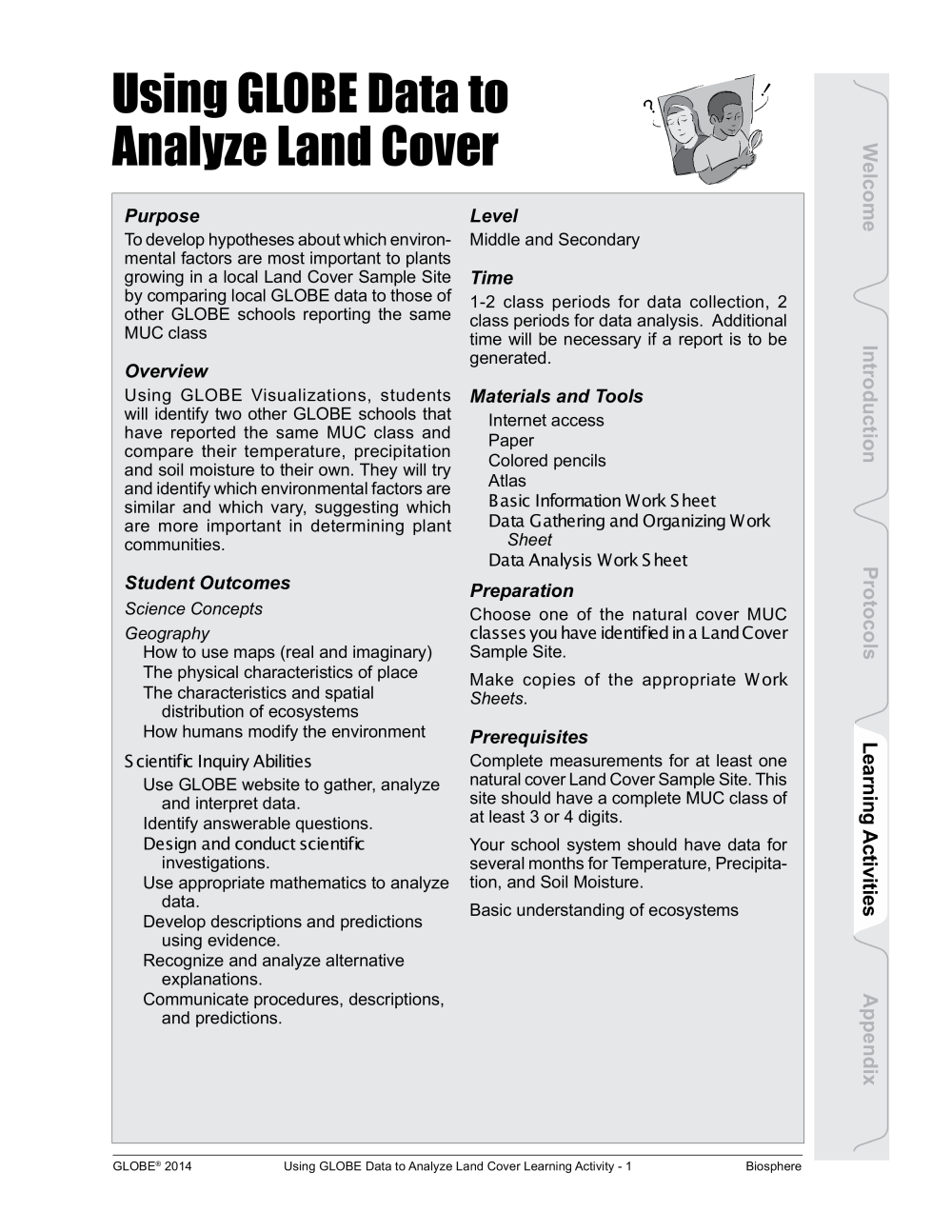 Learning Activities preview for Using GLOBE Data to Analyze Land Cover