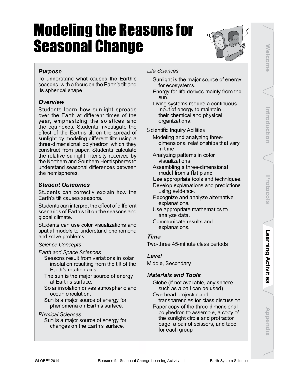 Learning Activities preview for S4- Modeling the Reasons for Seasonal Change
