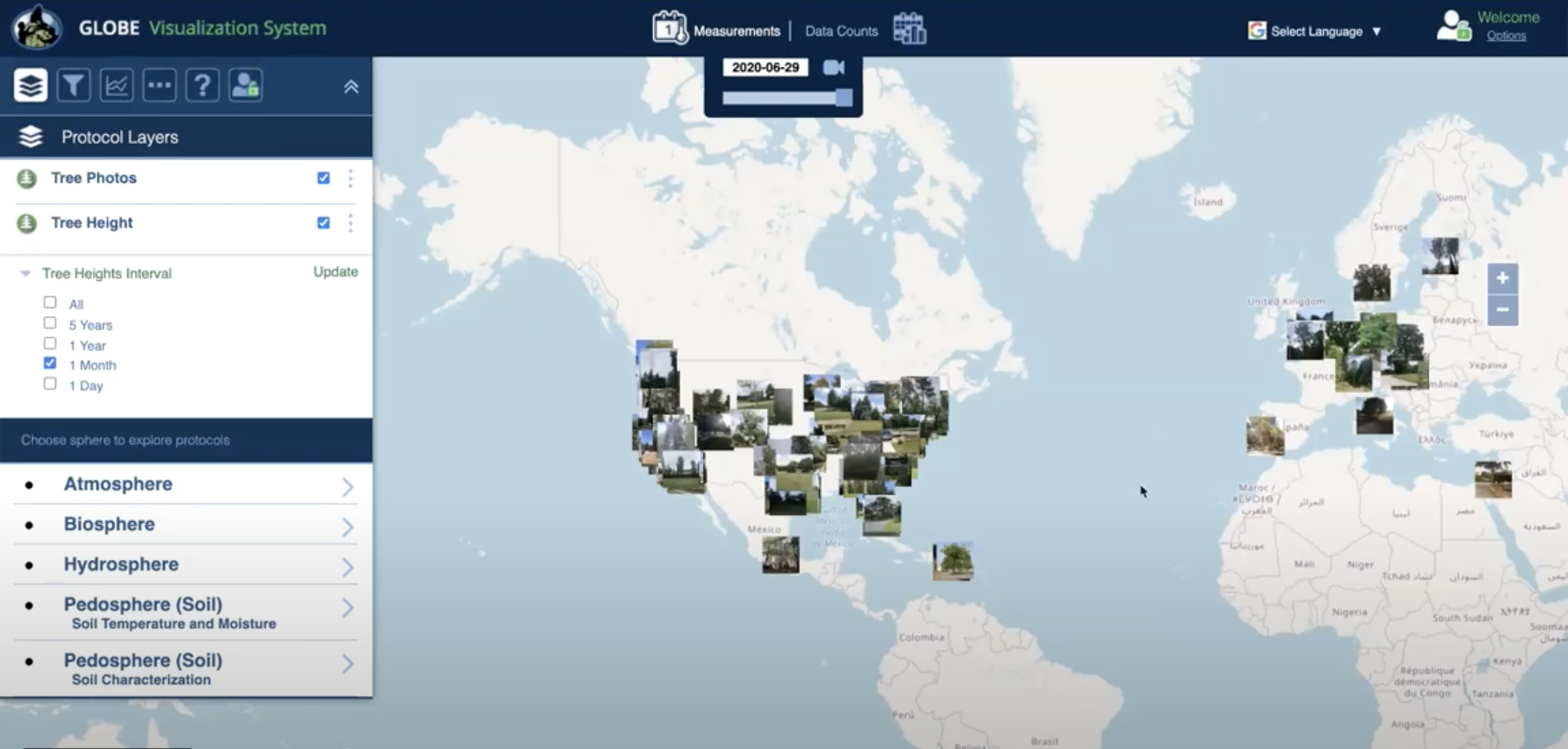 Screen Shot of GLOBE Visualization Tool