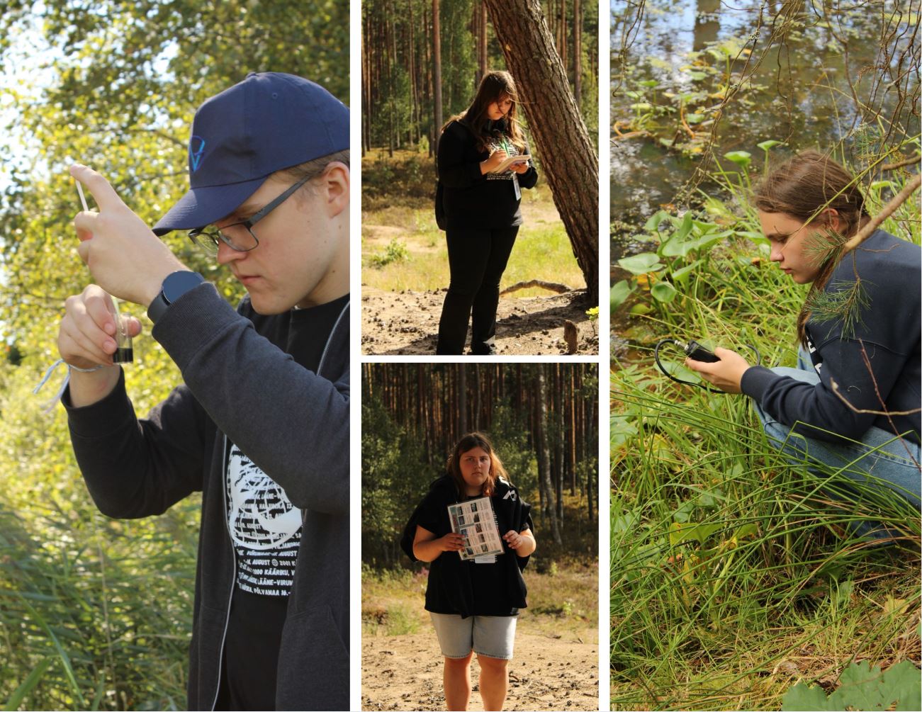 Collage of students doing hands-on measurements.
