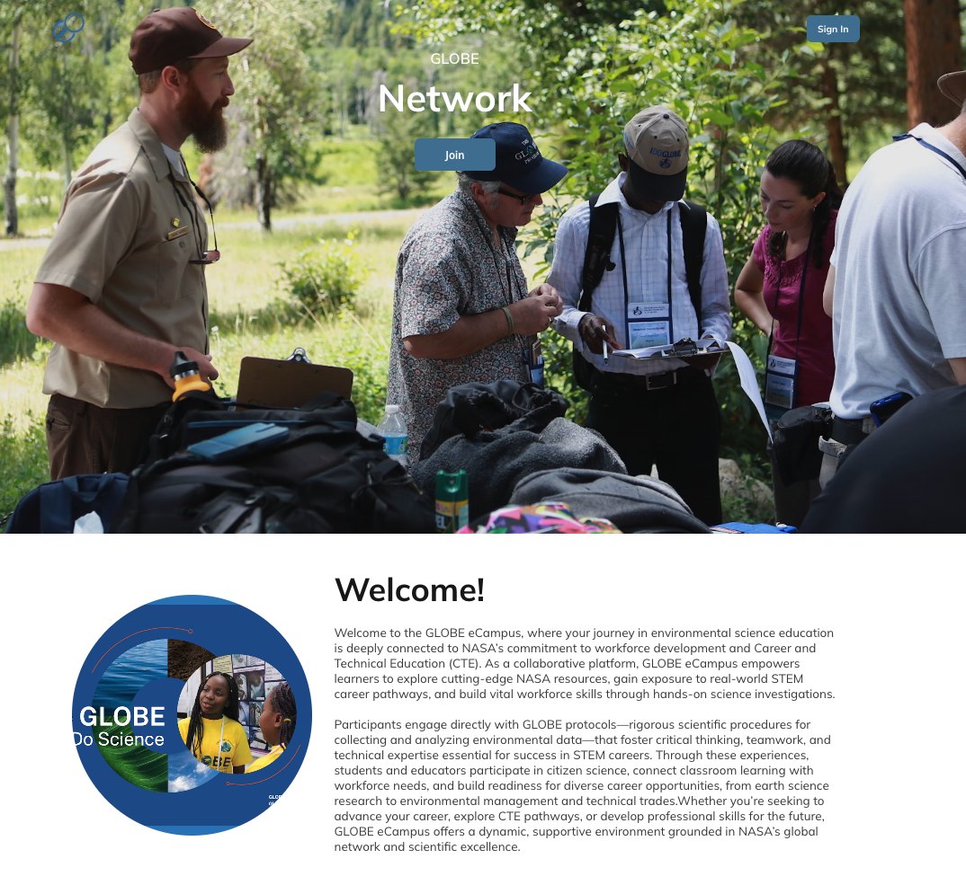 GLOBE Network Landing Page
