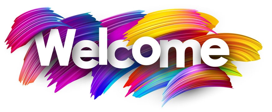   A graphic that reads "Welcome"
