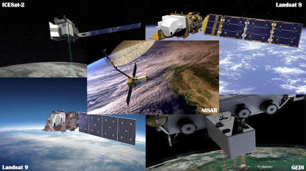 various satellites in space