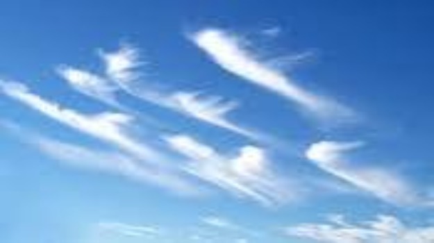   Wispy clouds against a blue sky