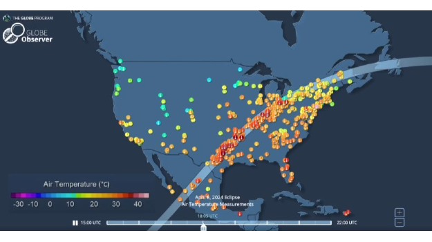   Air tempeature observations across North America during the 8 April 2024 eclipse