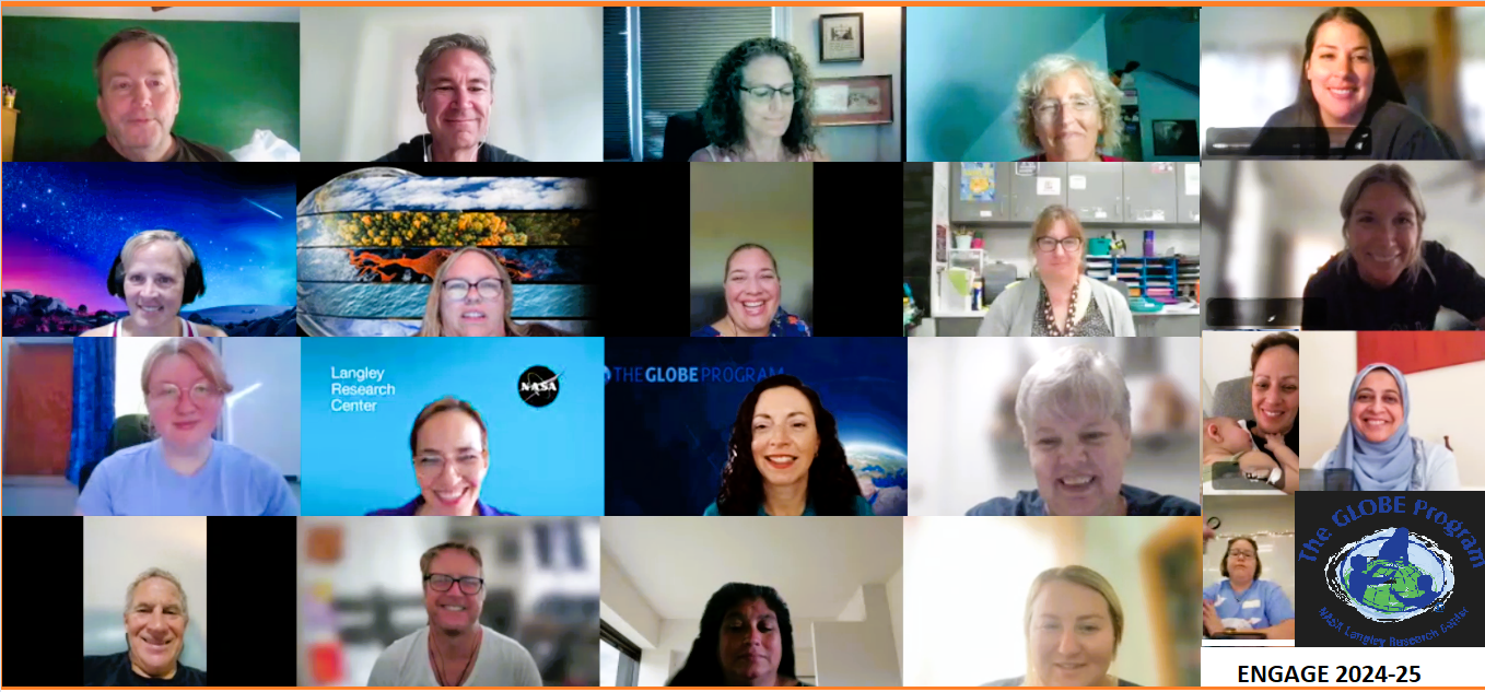 Group of teachers and members of NASA Langley smiling during a Teams meeting