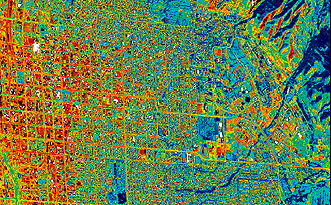 Infrared image of surface temperatures for Salt Lake City, Utah