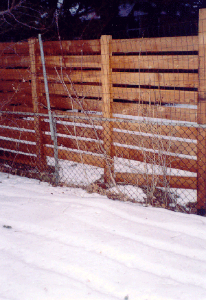 Snow melt pattern caused by shading by the fence