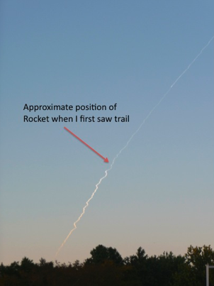 rocket trail Rocket launch as viewed from Hampton, VA. Photo courtesy Allen Kilgore, NASA Langley Research Center