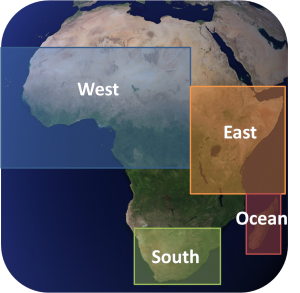 Map showing Africa and its sectors