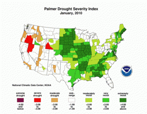 January 2010 United States PDSI