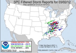 Storm Prediction Center reports for March 2, 2012
