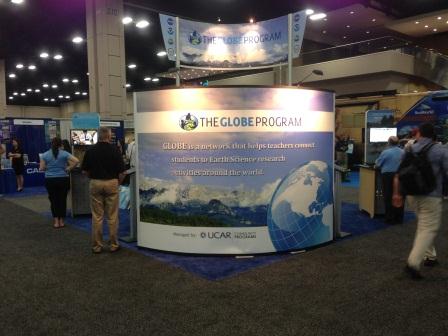 An image of the GLOBE booth at the 2013 NSTA meeting