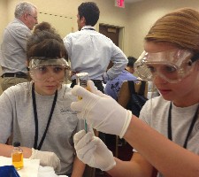 This is Madison Jaco and Hope Hughes doing Hydrology Protocols at 17th Annual GLOBE Conference in Washington DC.