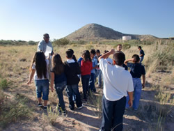 Students in the desert