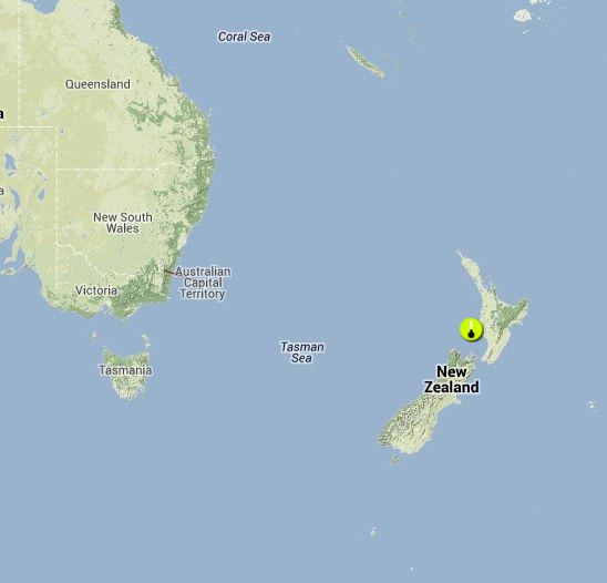 Map showing the location of Opunake High School in New Zealand