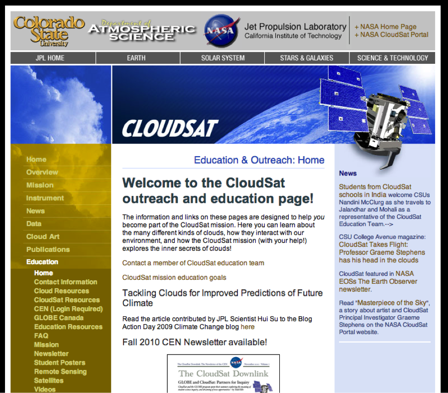 screenshot CloudSat home page