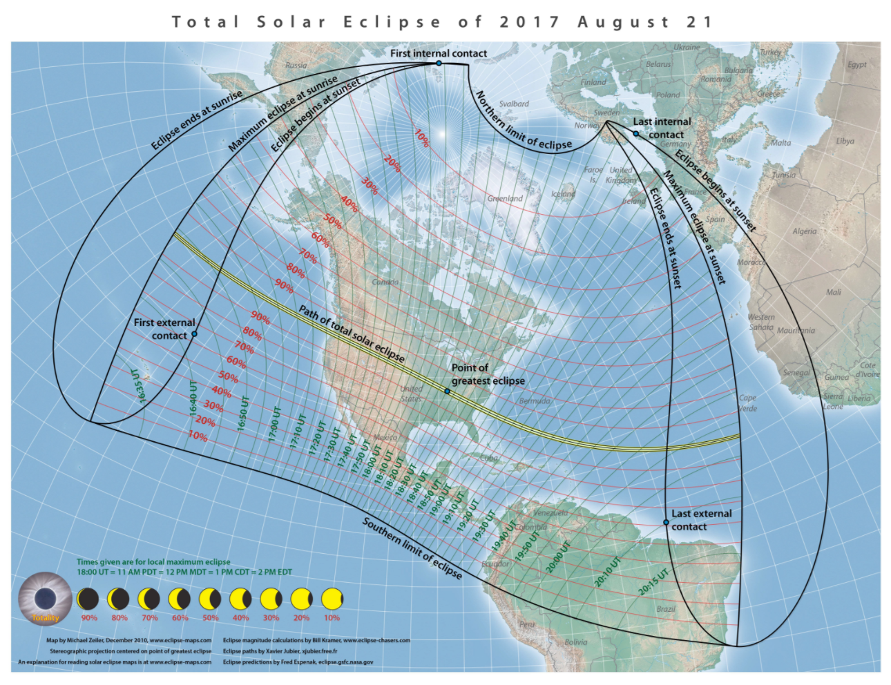 Map showing the path of the 2017 Eclipse